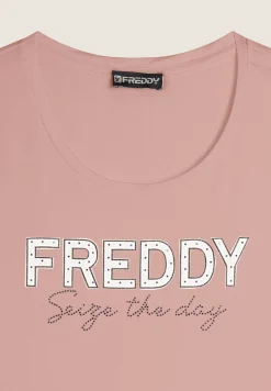 Freddy T-shirt donna in jersey con Logo in Strass-Donna Ginnastica|T-shirts