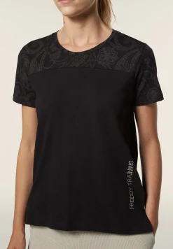 Freddy T-shirt donna in jersey con dettagli paisley-Donna Ginnastica|T-shirts