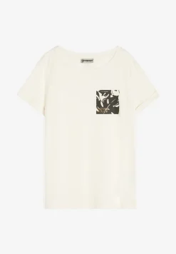 Freddy T-shirt donna in jersey modal con grafica tropical laterale-Donna T-shirts
