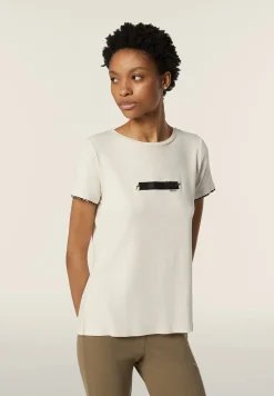 Freddy T-shirt donna in jersey viscosa con inserto animalier-Donna T-shirts