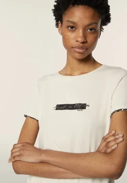 Freddy T-shirt donna in jersey viscosa con inserto animalier-Donna T-shirts