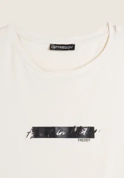 Freddy T-shirt donna in jersey viscosa con inserto animalier-Donna T-shirts