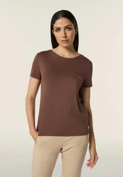 Freddy T-shirt donna in jersey viscosa scritta composta da borchie-Donna T-shirts