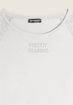 Freddy T-shirt donna manica lunga con inserti paisley-Donna Ginnastica|T-shirts