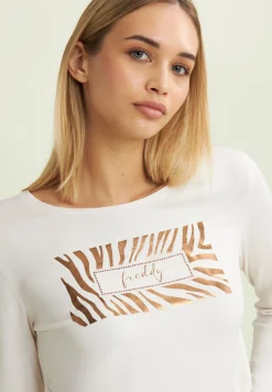 Freddy T-shirt donna manica lunga con logo strass-Donna T-shirts