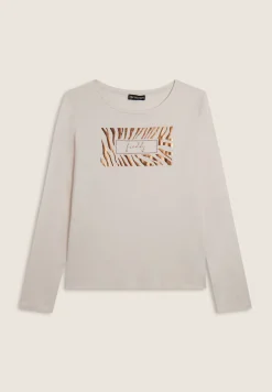 Freddy T-shirt donna manica lunga con logo strass-Donna T-shirts