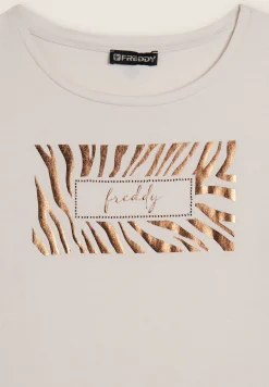 Freddy T-shirt donna manica lunga con logo strass-Donna T-shirts
