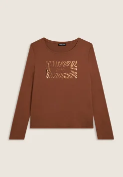 Freddy T-shirt donna manica lunga con logo strass-Donna T-shirts