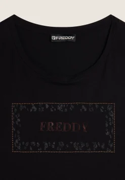 Freddy T-shirt donna manica lunga con stampa animalier oro rosa-Donna T-shirts
