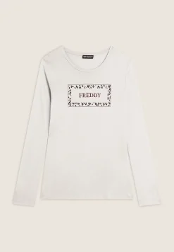 Freddy T-shirt donna manica lunga con stampa animalier oro rosa-Donna T-shirts