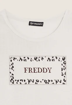 Freddy T-shirt donna manica lunga con stampa animalier oro rosa-Donna T-shirts
