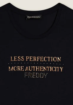 Freddy T-shirt donna manica lunga con grafica metallizzata-Donna Ginnastica|T-shirts