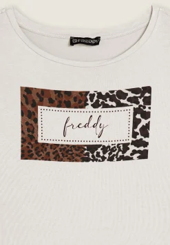 Freddy T-shirt donna stampa animalier e strass-Donna T-shirts