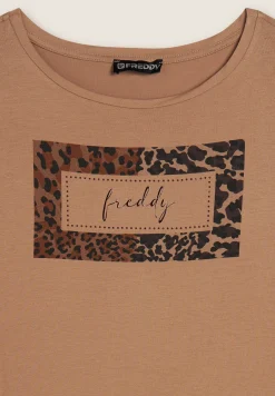 Freddy T-shirt donna stampa animalier e strass-Donna T-shirts