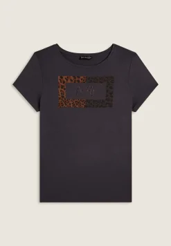 Freddy T-shirt donna stampa animalier e strass-Donna T-shirts