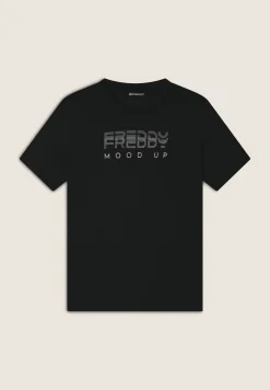 Freddy T-shirt girocollo con grafica dorata e perline-Donna Padel|Pilates