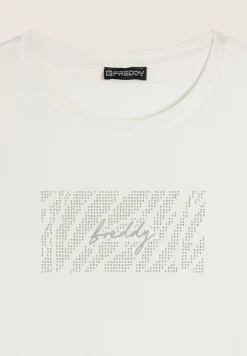 Freddy T-shirt in cotone Supima con logo e borchiette-Donna T-shirts