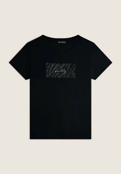Freddy T-shirt in cotone Supima con logo e borchiette-Donna T-shirts