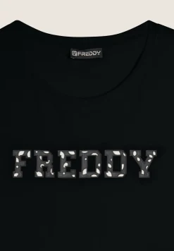 Freddy T-shirt in cotone Supima con logo maculato bicolore-Donna T-shirts
