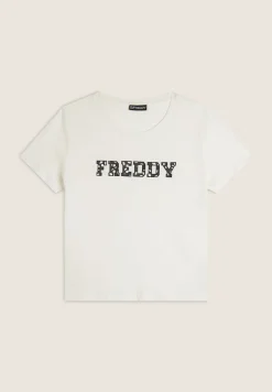 Freddy T-shirt in cotone Supima con logo maculato bicolore-Donna T-shirts