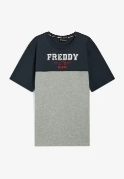 Freddy T-shirt in jersey bicolore con stampa college-Uomo T-shirts E Polo