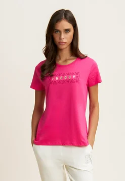 Freddy T-shirt in jersey leggero con grafica floreale-Donna Pilates|Ginnastica