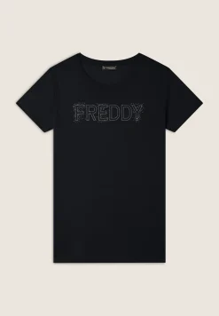 Freddy T-Shirt in jersey modal con Logo Strass-Donna T-shirts