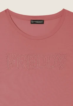 Freddy T-Shirt in jersey modal con Logo Strass-Donna T-shirts