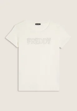 Freddy T-Shirt in jersey modal con Logo Strass-Donna T-shirts