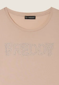 Freddy T-Shirt in jersey modal con Logo Strass-Donna T-shirts