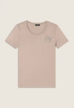 Freddy T-Shirt in jersey modal con Logo FY e Dettagli in Strass-Donna T-shirts
