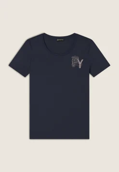 Freddy T-Shirt in jersey modal con Logo FY e Dettagli in Strass-Donna T-shirts