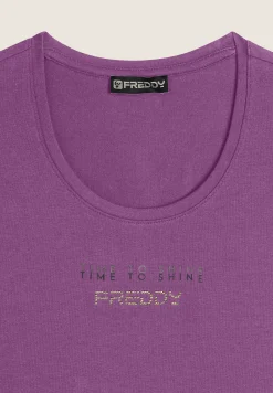 Freddy T-shirt in jersey stretch con grafica bicolore-Donna Padel|Pilates