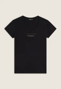 Freddy T-shirt in jersey stretch con grafica bicolore-Donna Padel|Pilates