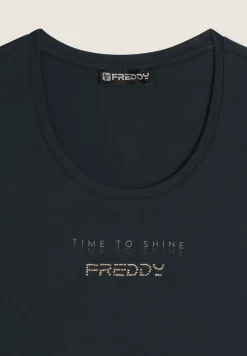 Freddy T-shirt in jersey stretch con grafica bicolore-Donna Padel|Pilates
