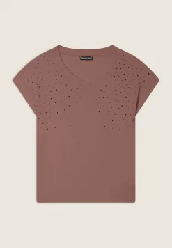 Freddy T-shirt in jersey viscosa con borchie e scollo a V-Donna T-shirts