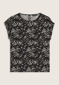 Freddy T-shirt in viscosa animalier con spacchi dotati di zip-Donna T-shirts