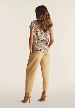 Freddy T-shirt in viscosa animalier con spacchi dotati di zip-Donna T-shirts