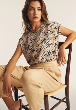 Freddy T-shirt in viscosa animalier con spacchi dotati di zip-Donna T-shirts