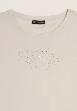 Freddy T-shirt regular con grafica oro chiaro-Donna T-shirts