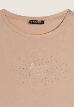 Freddy T-shirt regular con grafica oro chiaro-Donna T-shirts