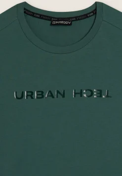 Freddy T-shirt regular con spalle raglan e doppia stampa lucida-Uomo T-shirts E Polo