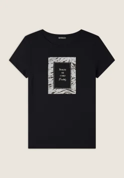 Freddy T-shirt regular fit con grafica e borchie dorate-Donna T-shirts