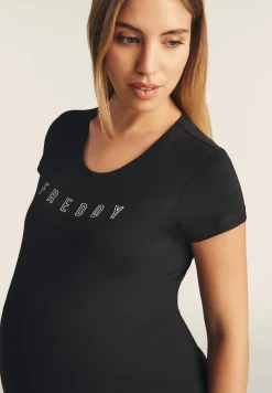 Freddy T-shirt scollo tondo con logo glitter-Donna Padel|Pilates