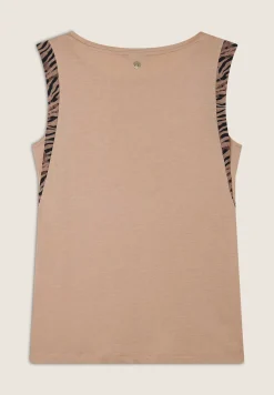 Freddy T-shirt senza maniche con dettagli dorati e animalier-Donna T-shirts