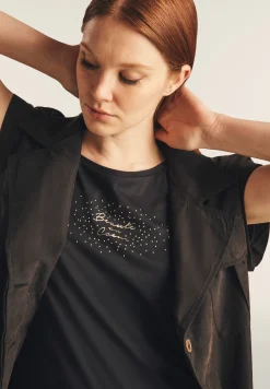 Freddy T-shirt senza maniche con dettagli dorati e animalier-Donna T-shirts
