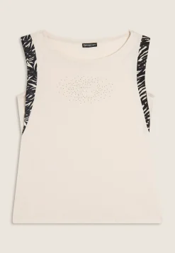 Freddy T-shirt senza maniche con dettagli dorati e animalier-Donna T-shirts