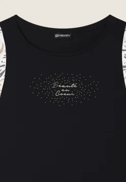 Freddy T-shirt senza maniche con dettagli dorati e animalier-Donna T-shirts