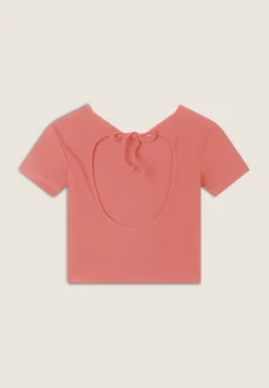 Freddy T-shirt slim fit a costine con apertura sulla schiena-Donna T-shirts