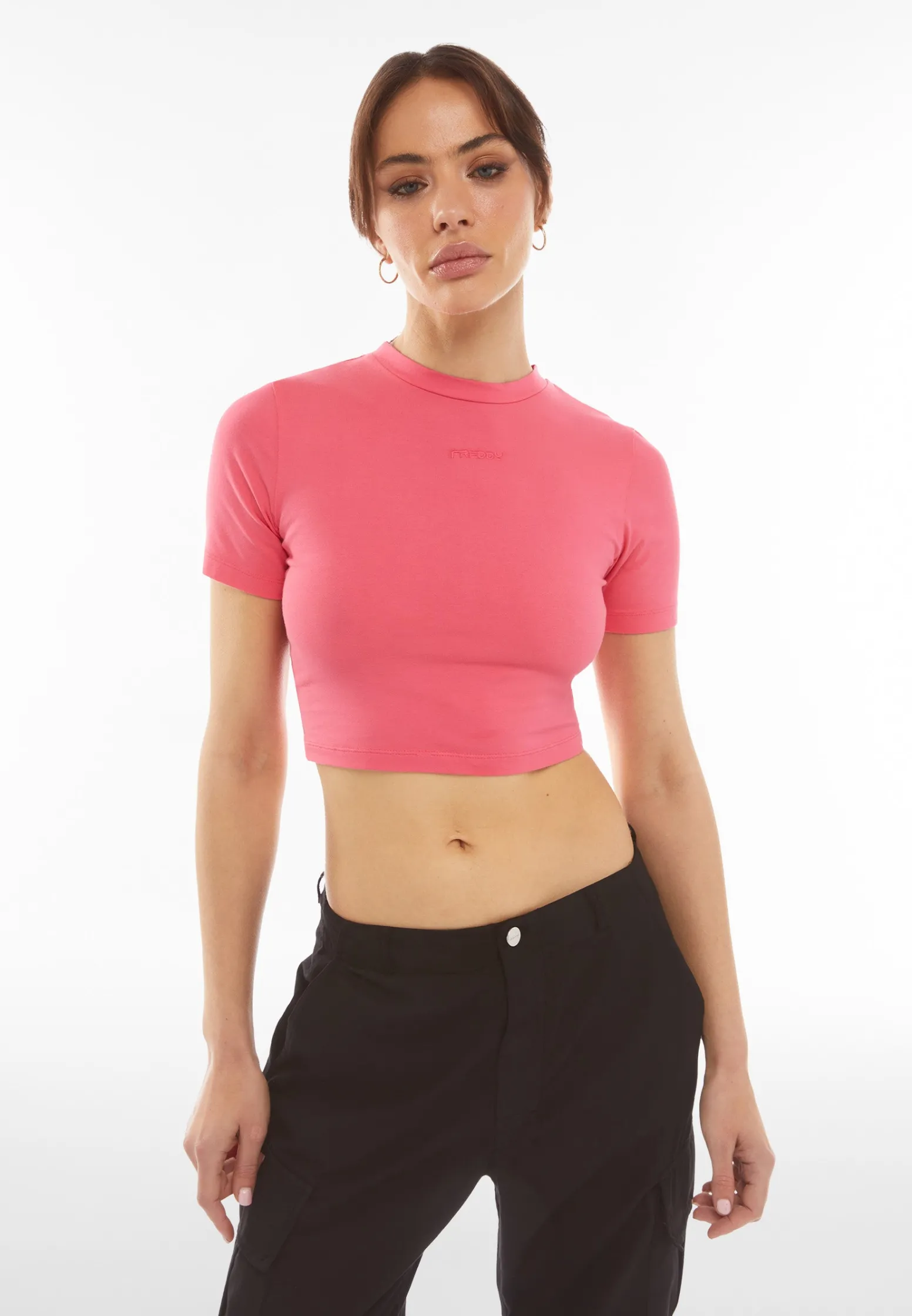Freddy T-shirt slim fit corta in tessuto jersey tinto capo-Donna T-shirts